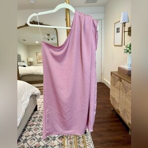 Entro Mauve Pink Blush One-Shoulder Draped Dress / Swim Cover-Up, Size Small